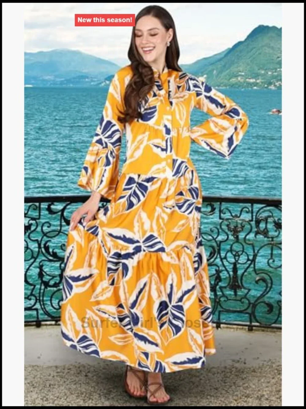 Long Sleeve Floral Flowy Maxi Dress with Pockets Tiered Boho Summer